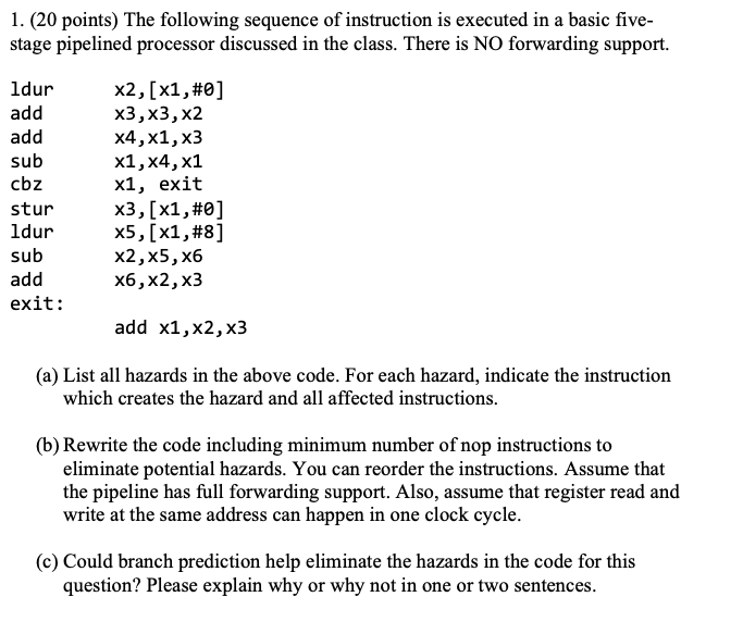 1 . ( 2 0 points ) The following sequence of
