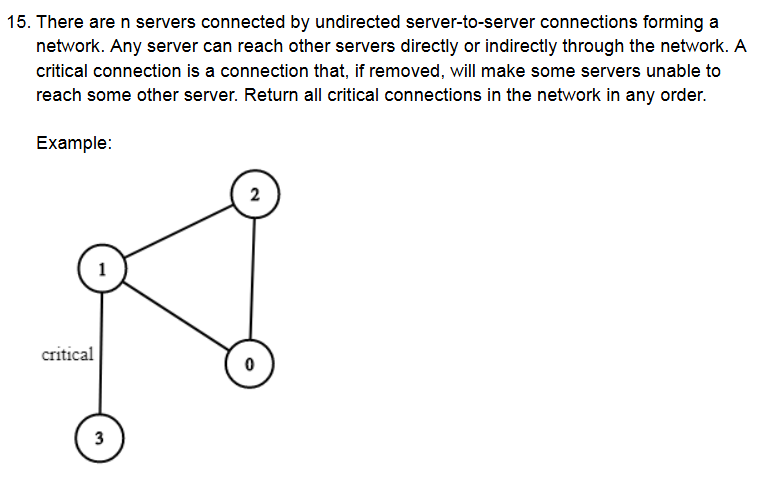 1 5 . There are n servers connected by undirected