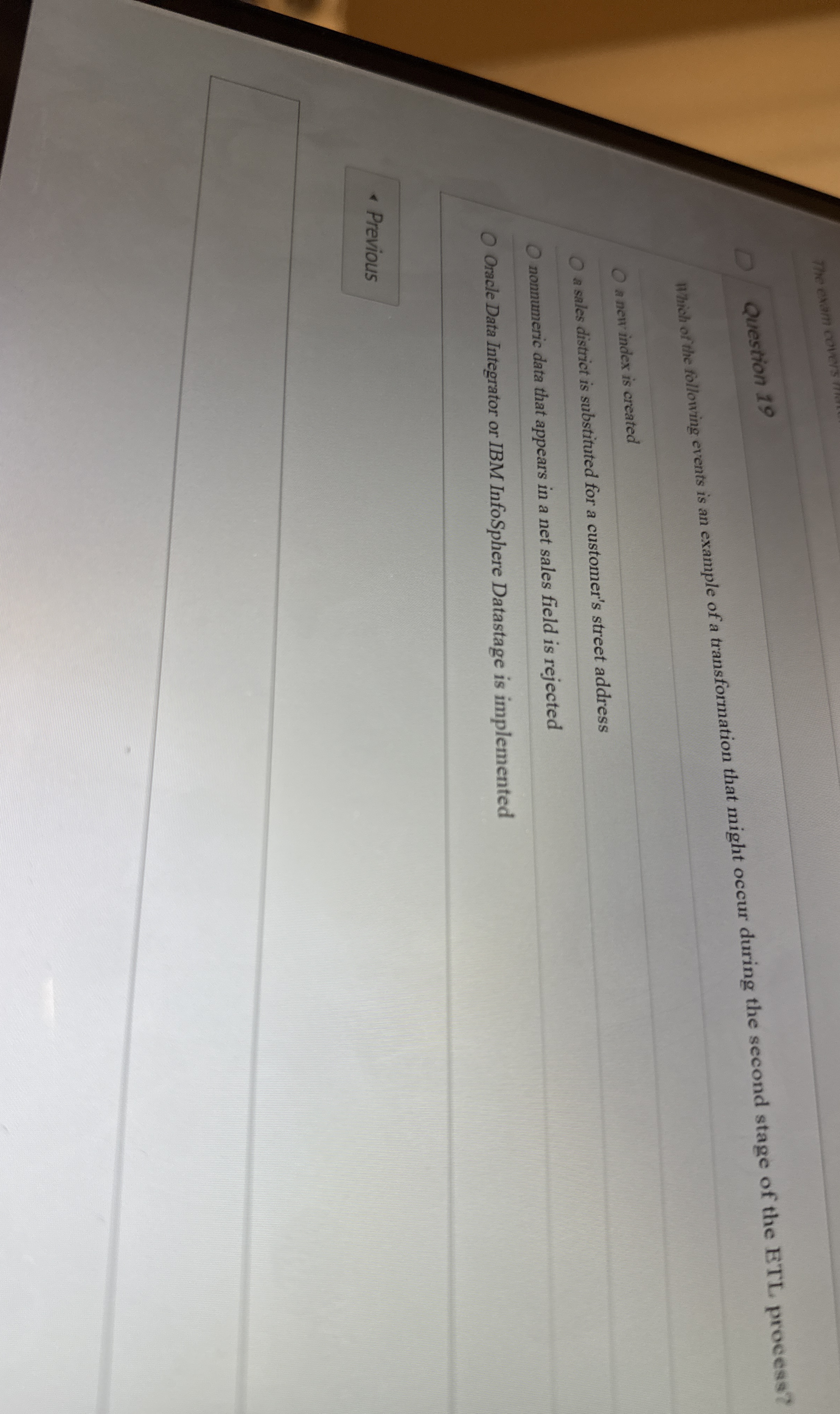 Question 1 9 Which of the following events is an