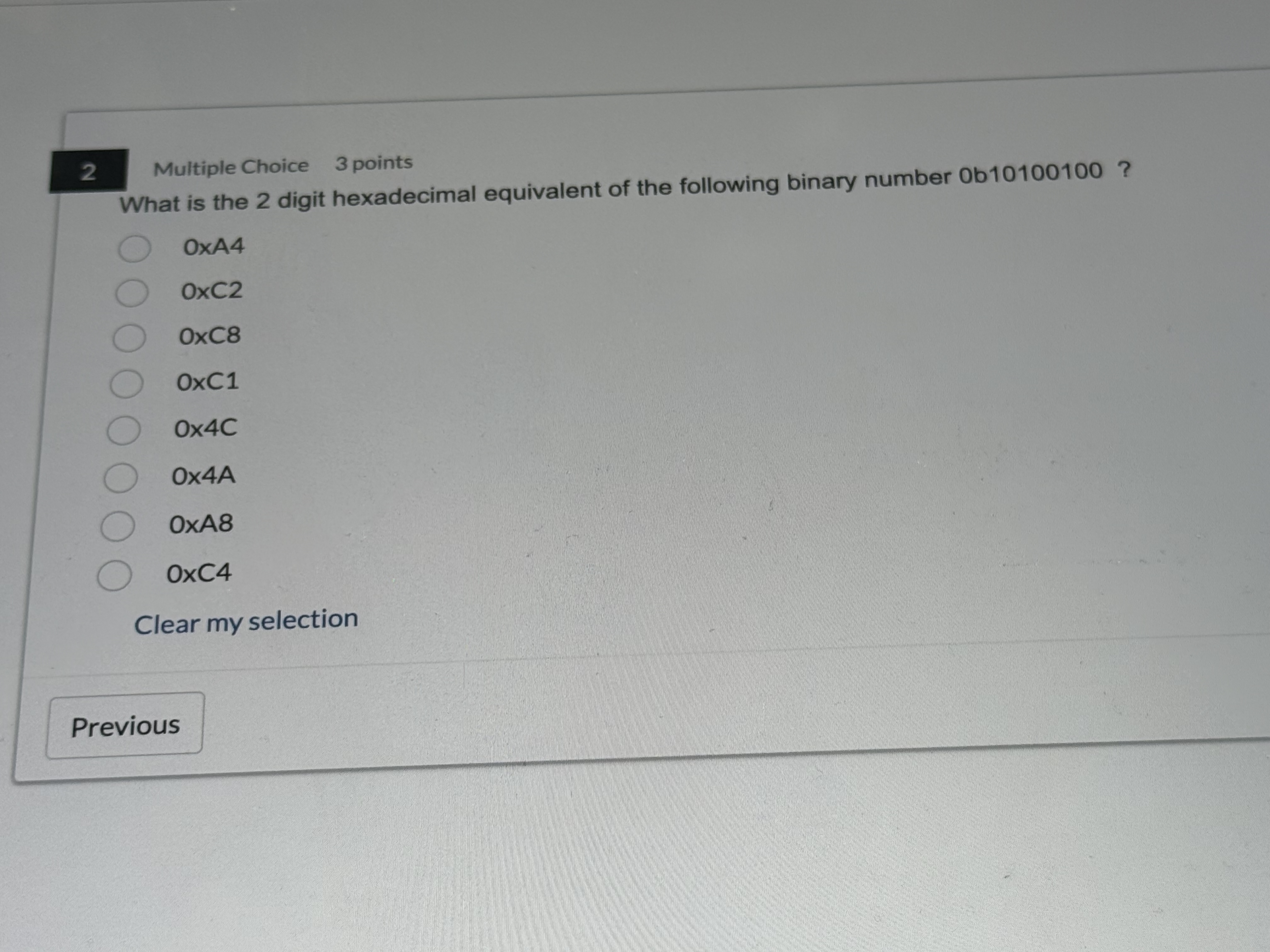 2 Multiple Choice 3 points What is the 2 digit
