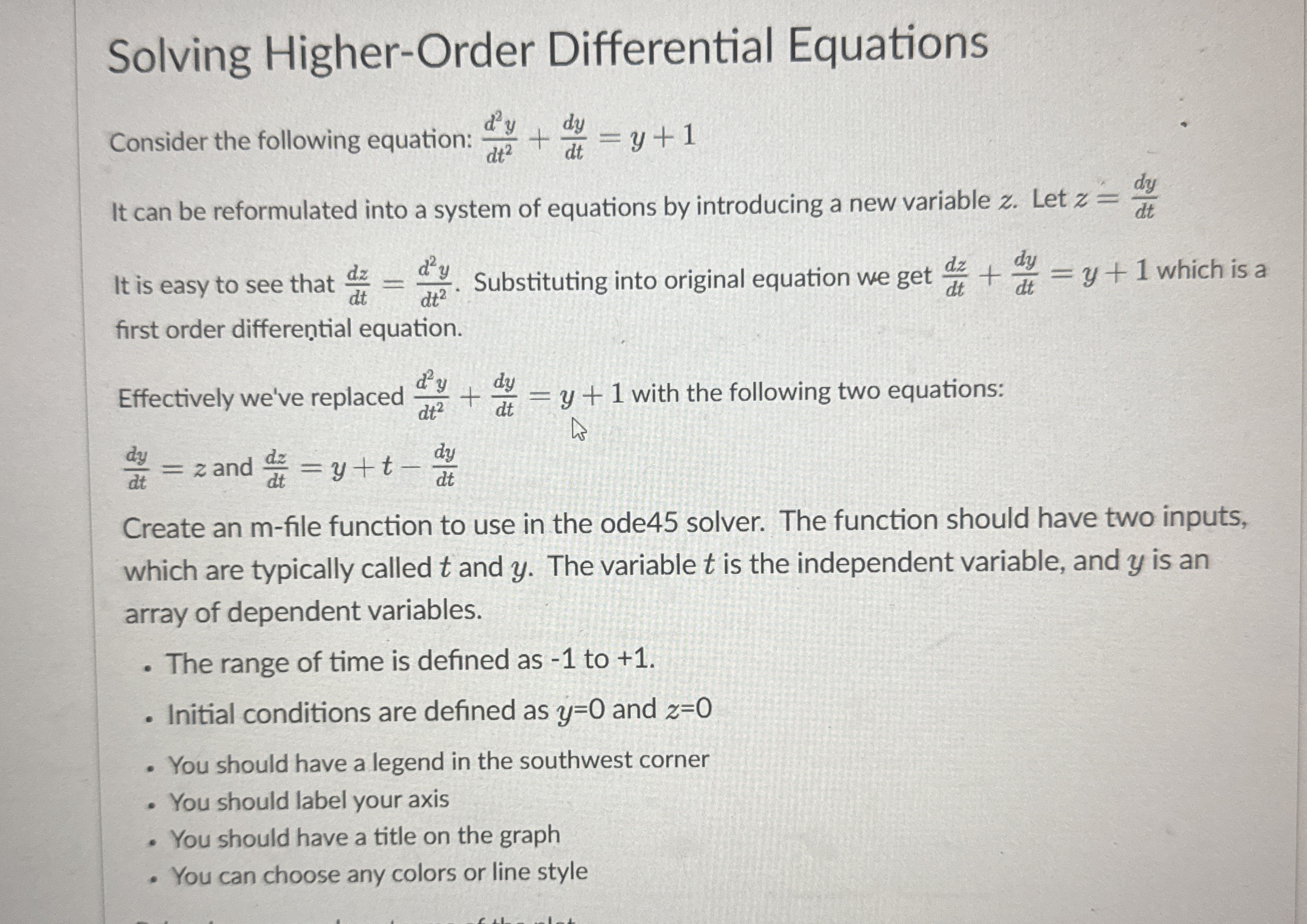 Solving Higher - Order Differential Equations
