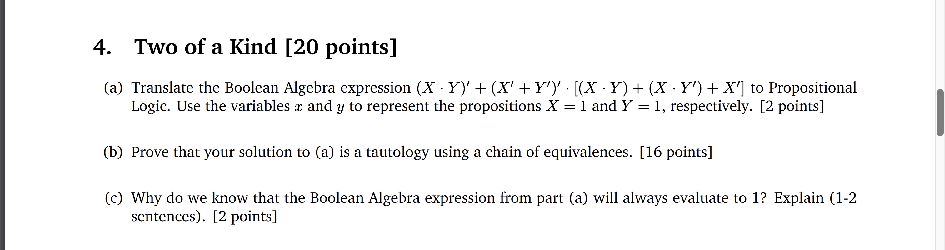Two of a Kind [ 2 0 points ] ( a ) Translate the