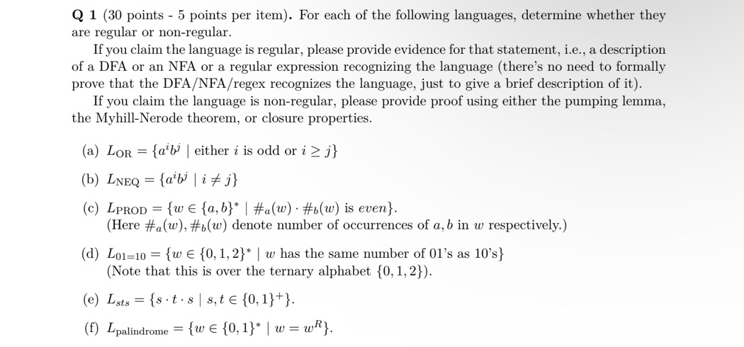 Q points - 5 points per item ) . For each of the