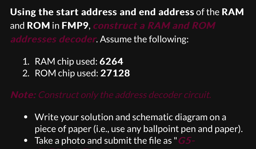 Using the start address and end address of the