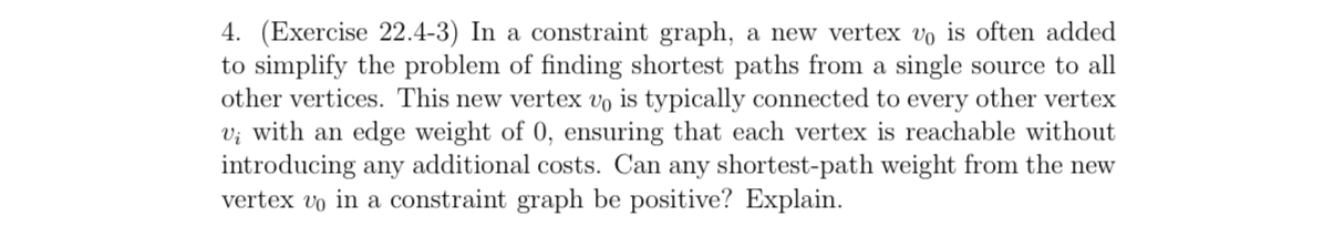 In a constraint graph, a new vertex \ ( v _ { 0 }
