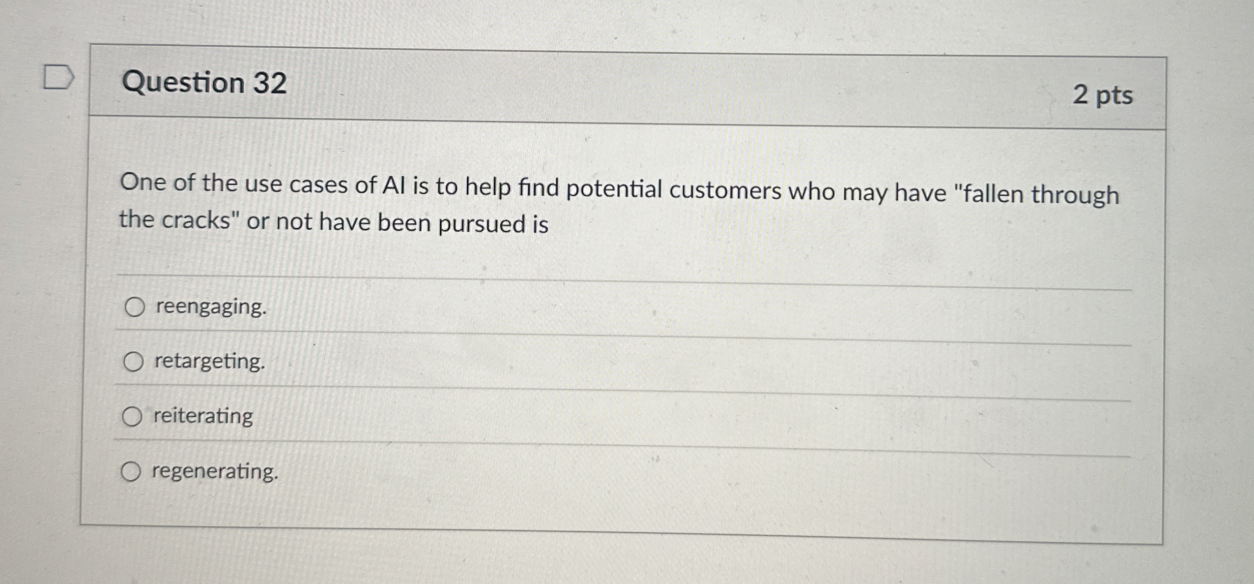 Question 3 2 One of the use cases of Al is to