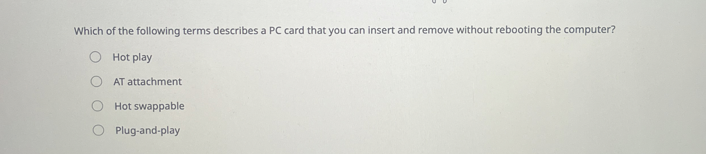 Which of the following terms describes a PC card
