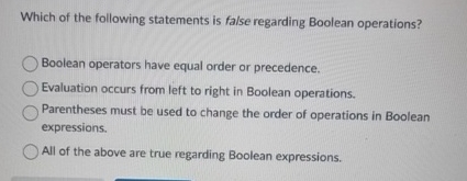 Which of the following statements is false