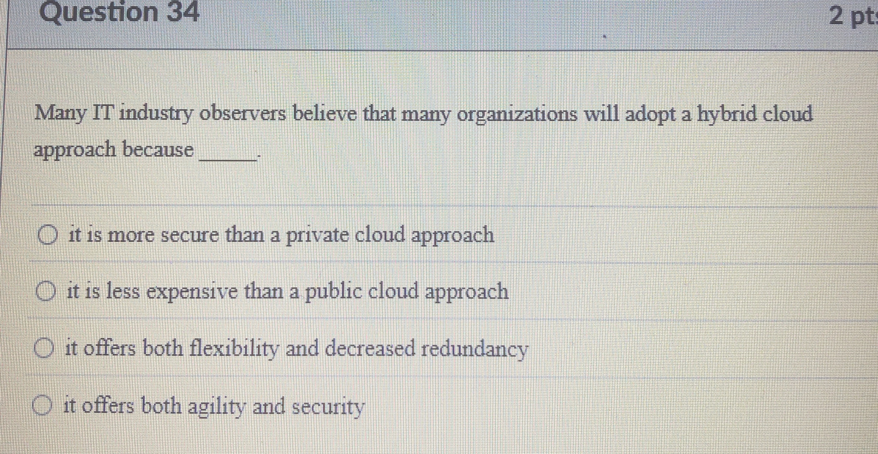 Question 3 4 Many IT industry observers believe