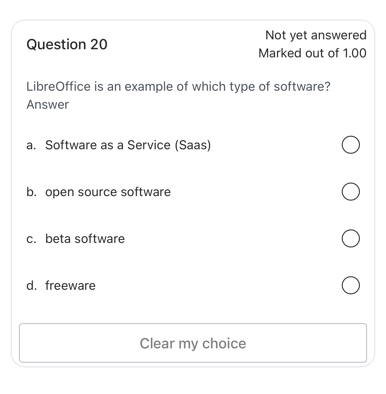 Question 2 0 Not yet answered Marked out of 1 . 0