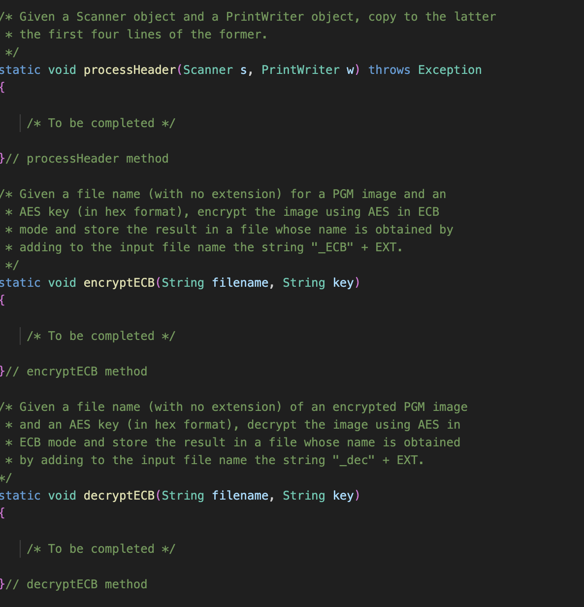 / * Given a Scanner object and a PrintWriter