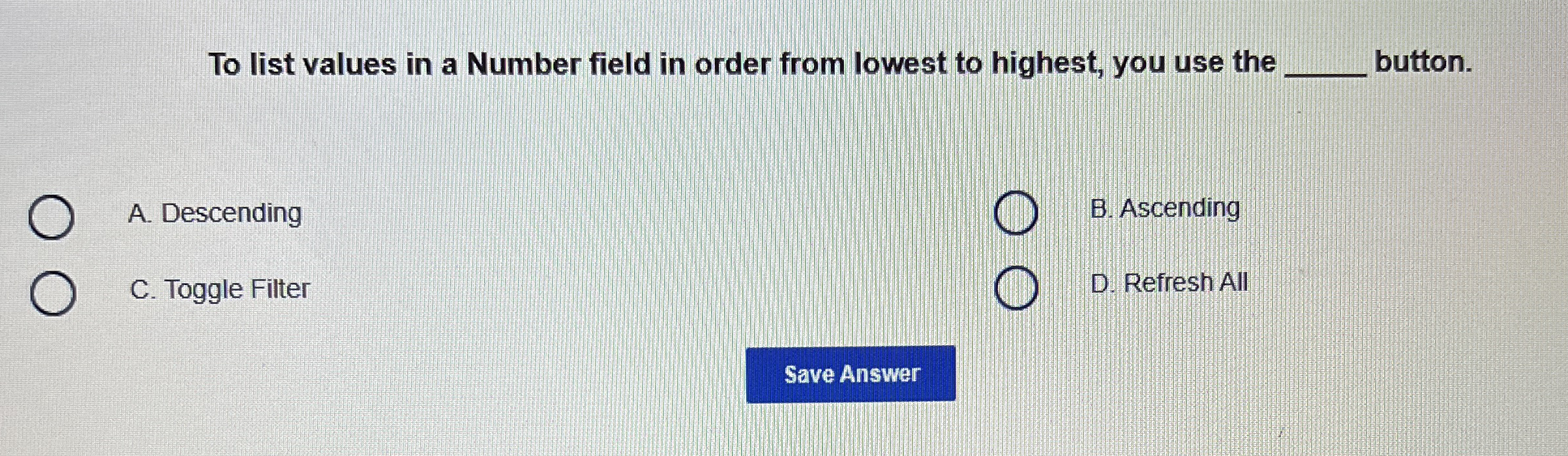 To list values in a Number field in order from