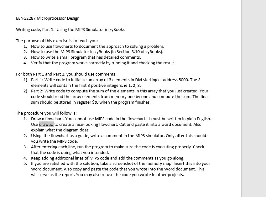 EENG 2 2 8 7 Microprocessor Design Writing code,