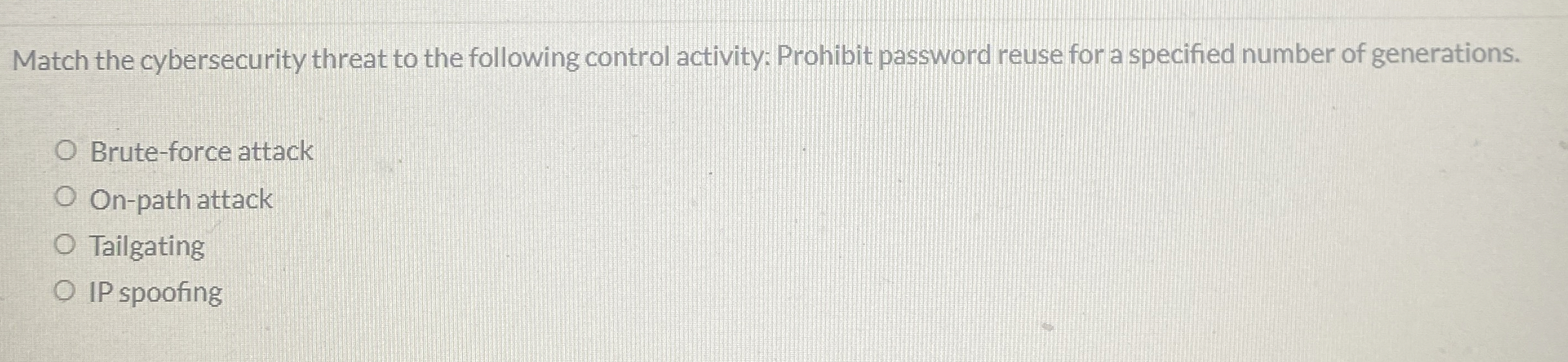 Match the cybersecurity threat to the following