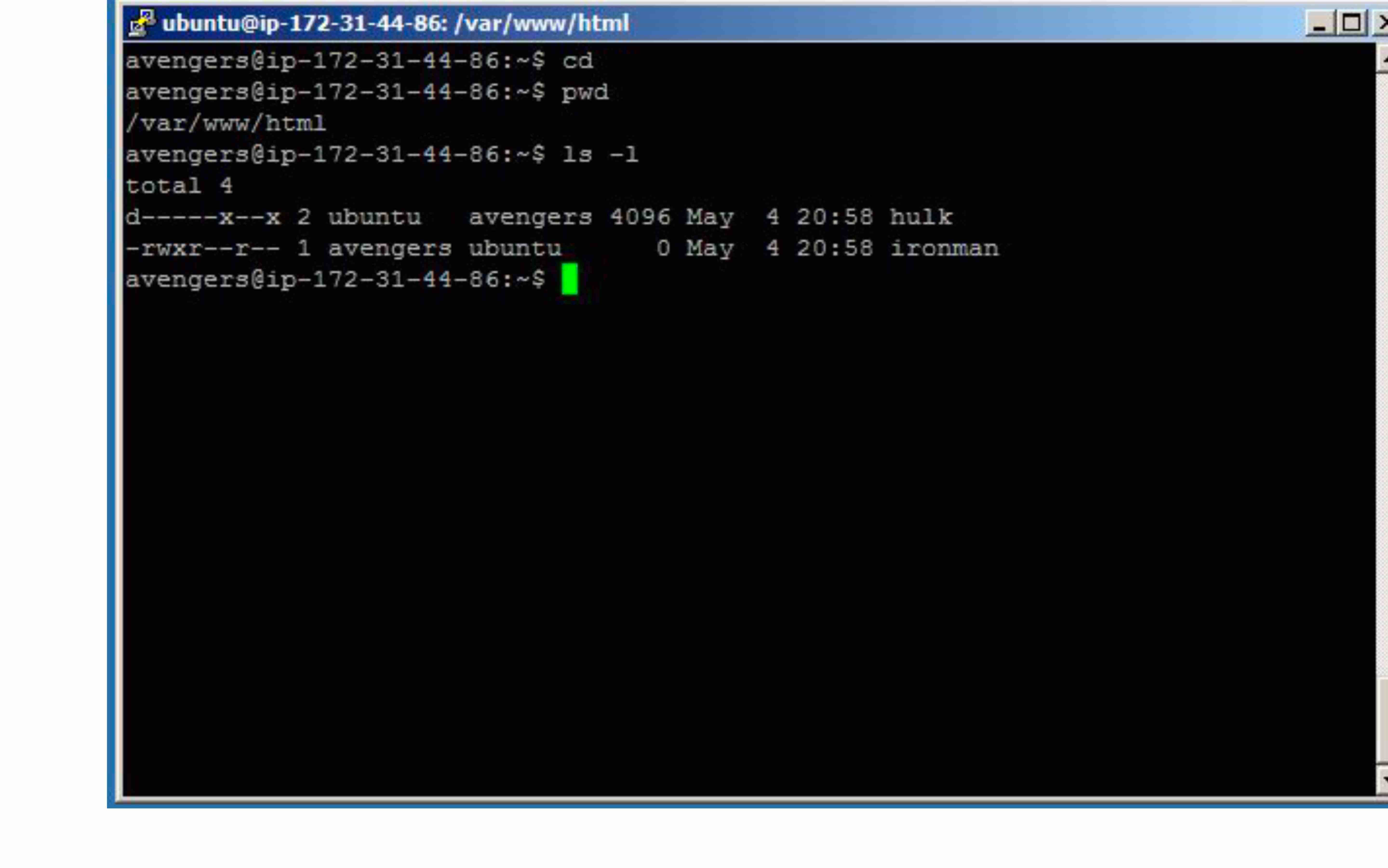 avengers@ip - 1 7 2 - 3 1 - 4 4 - 8 6 : $ cd