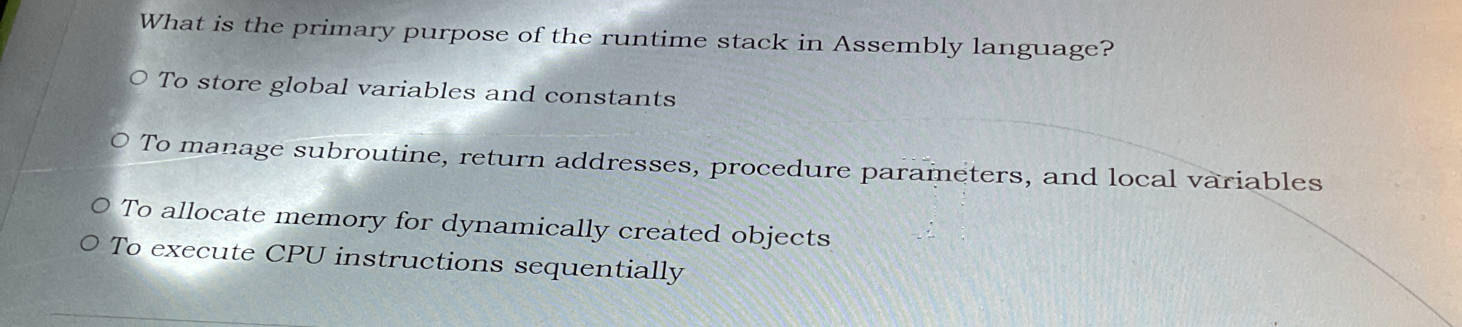 What is the primary purpose of the runtime stack