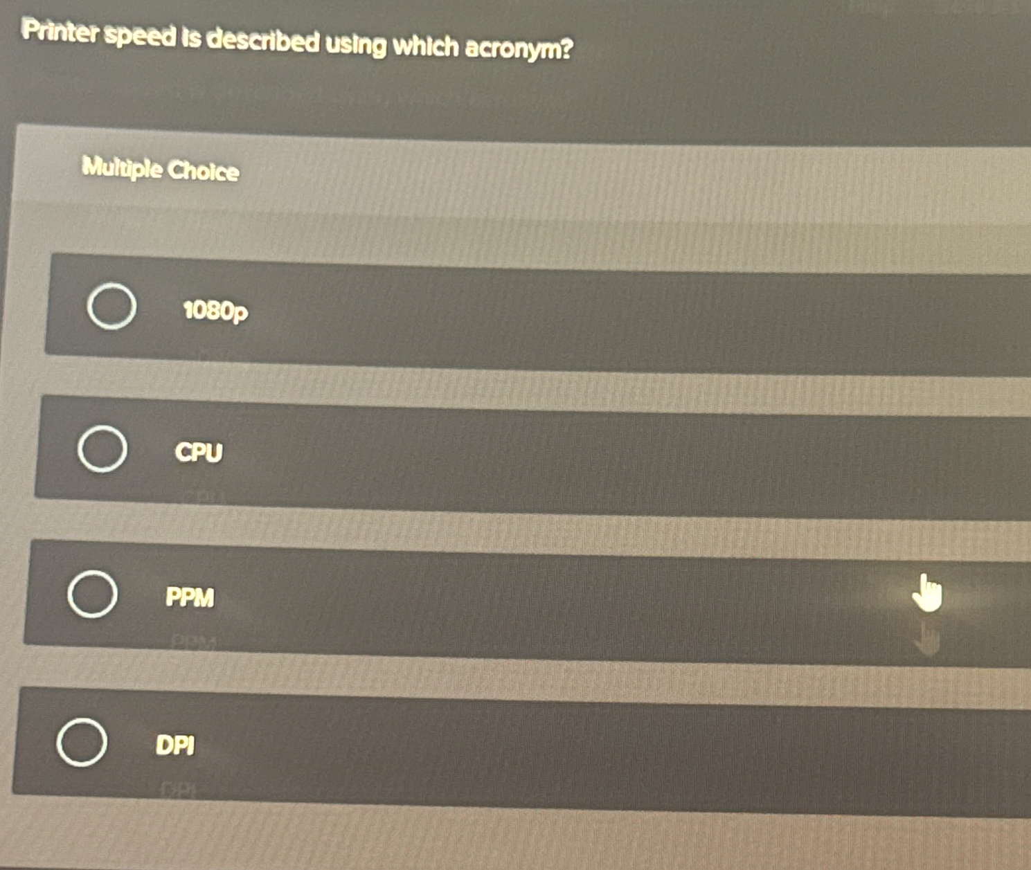 Pritter speed is descibed using which acronym?