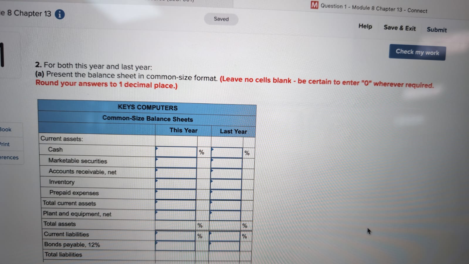 Please fill-in the amounts in a table. Please
