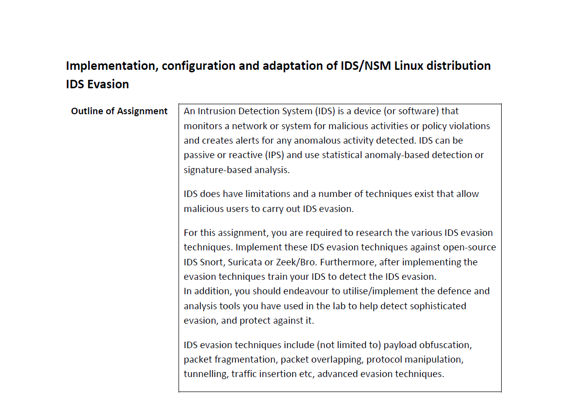 Implementation, configuration and adaptation of