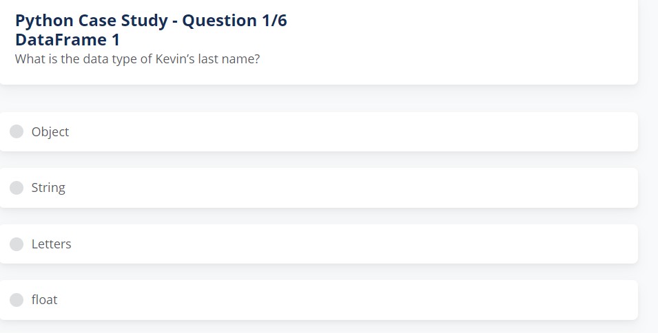 Python Case Study - Question 1 / 6 DataFrame 1