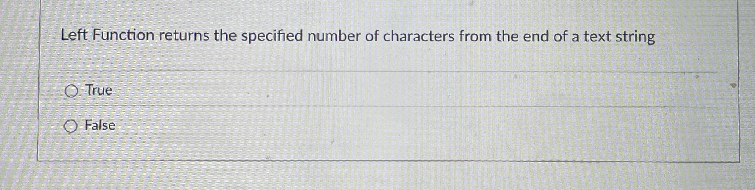 Left Function returns the specified number of
