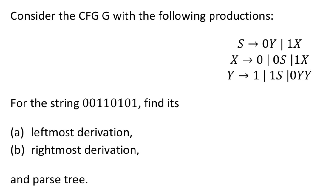 Consider the CFG G with the following