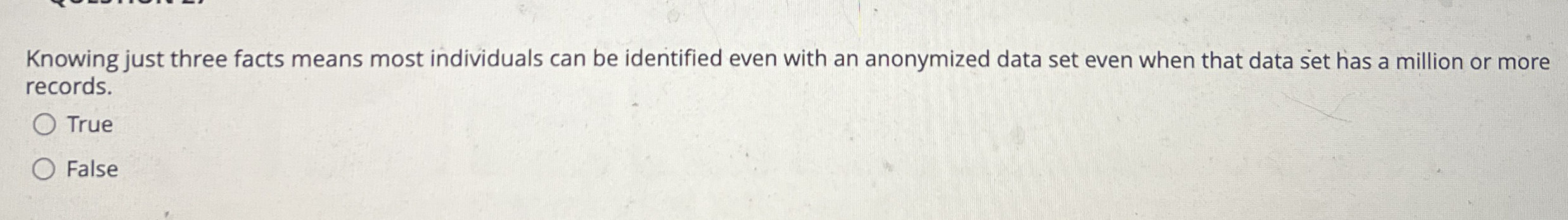 Knowing just three facts means most individuals