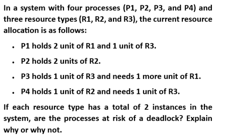 In a system with four processes ( P 1 , P 2 , P 3
