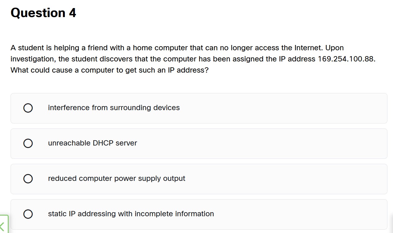 Question 4 A student is helping a friend with a