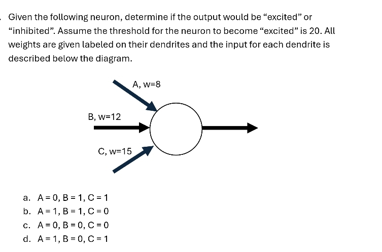 Given the following neuron, determine if the