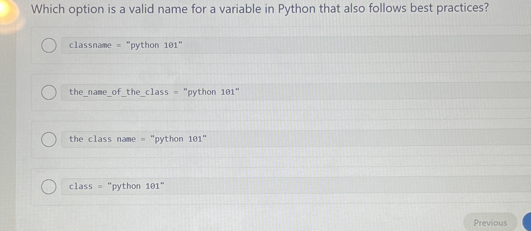 Which option is a valid name for a variable in