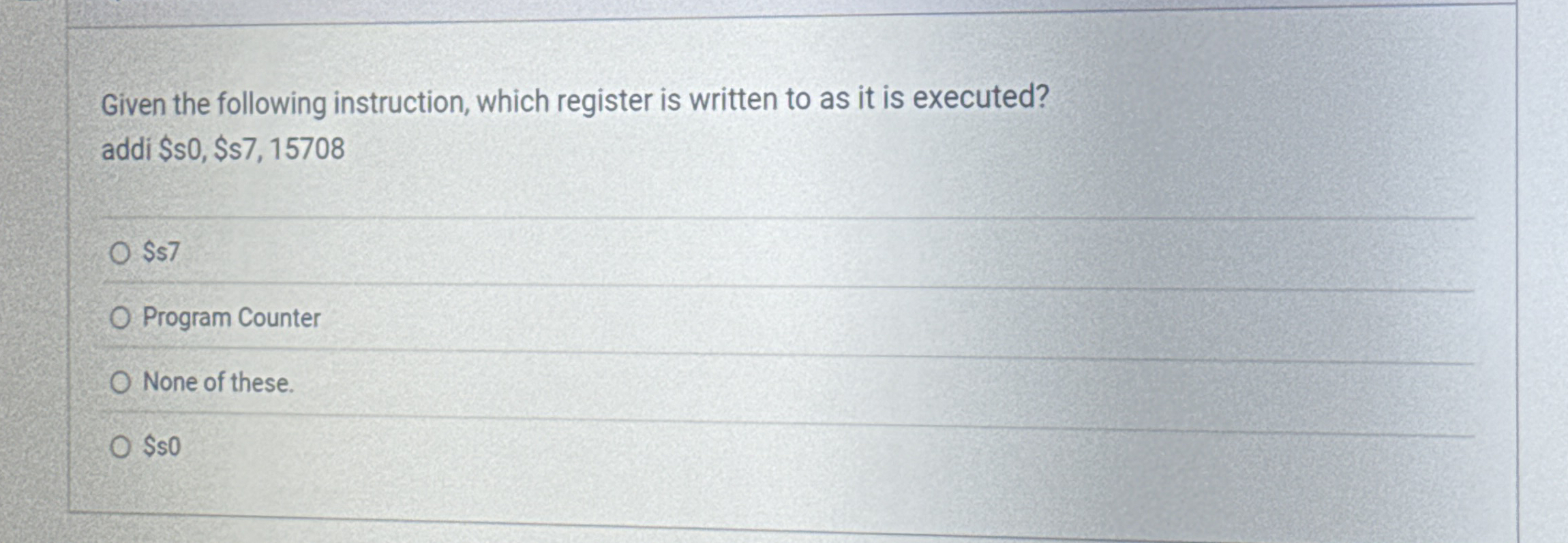 Given the following instruction, which register