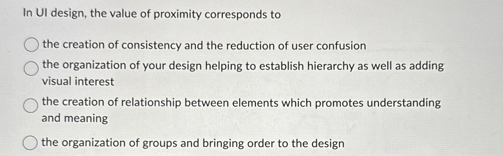 In UI design, the value of proximity corresponds