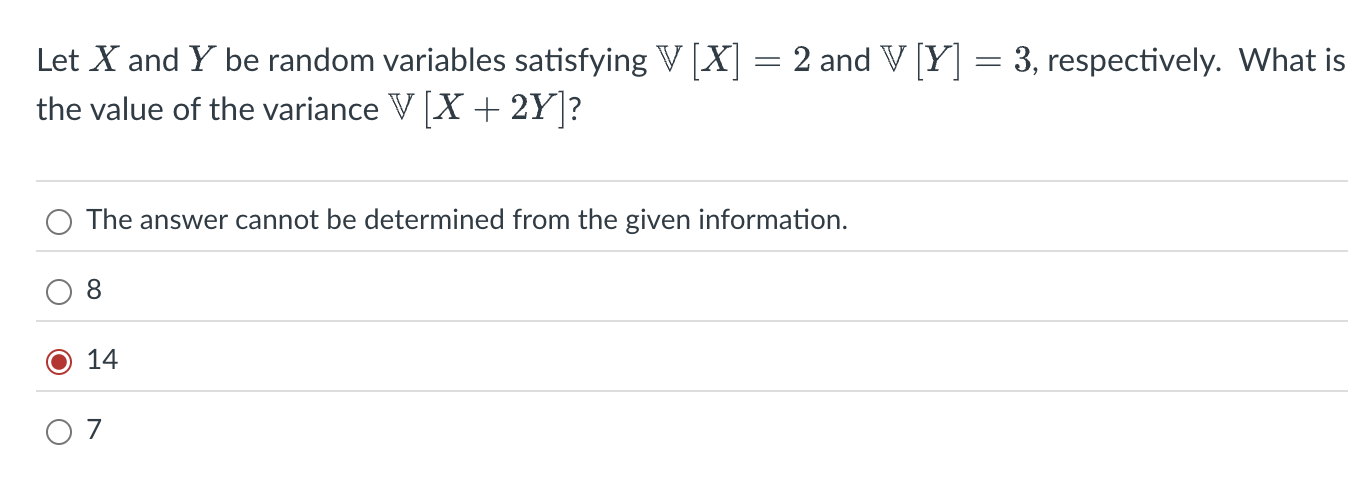 Let x and Y be random variables satisfying V [ x