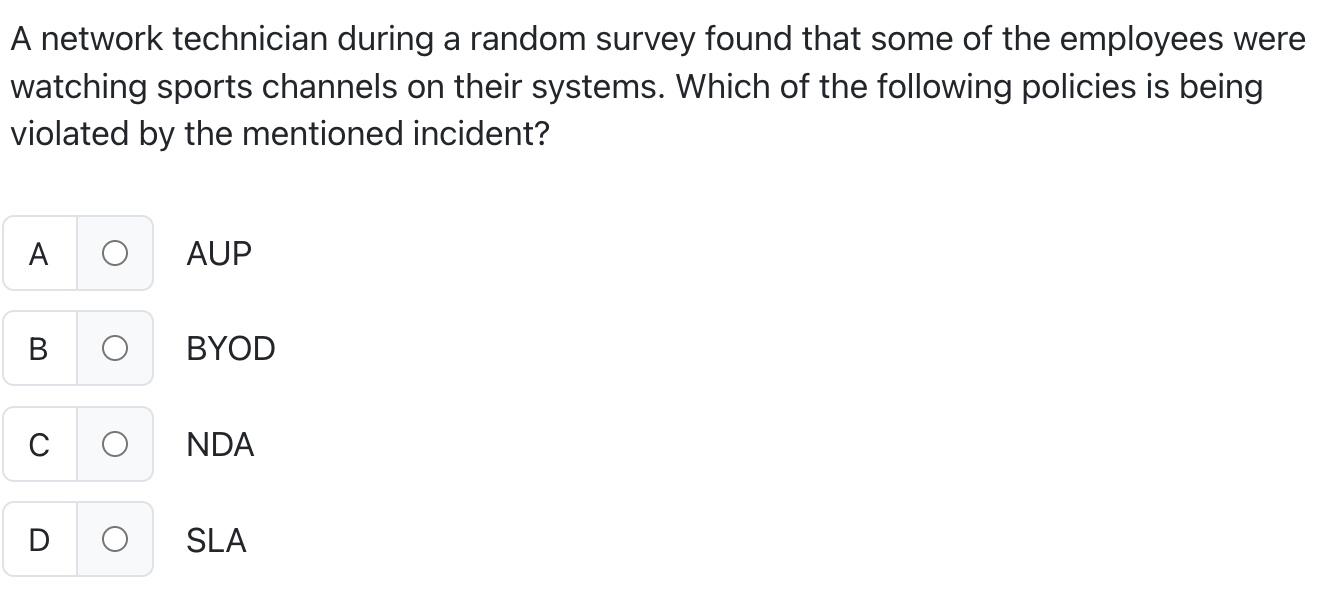 A network technician during a random survey found