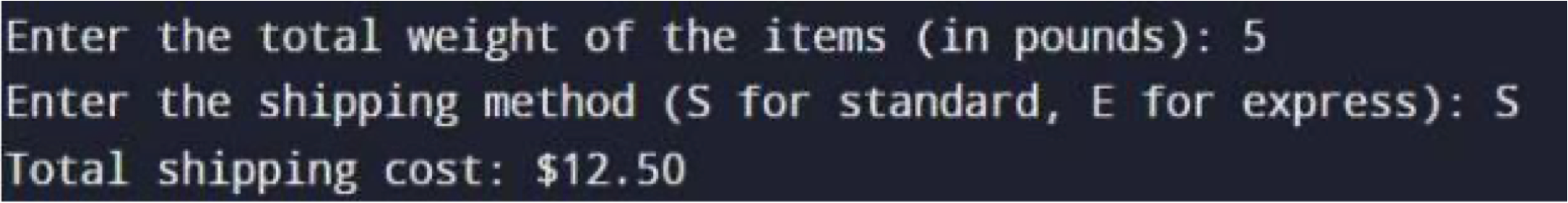 Write a C program to calculate the shipping cost