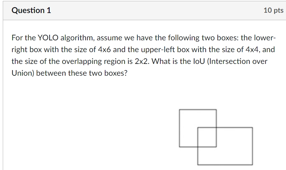 Question 1 For the YOLO algorithm, assume we have