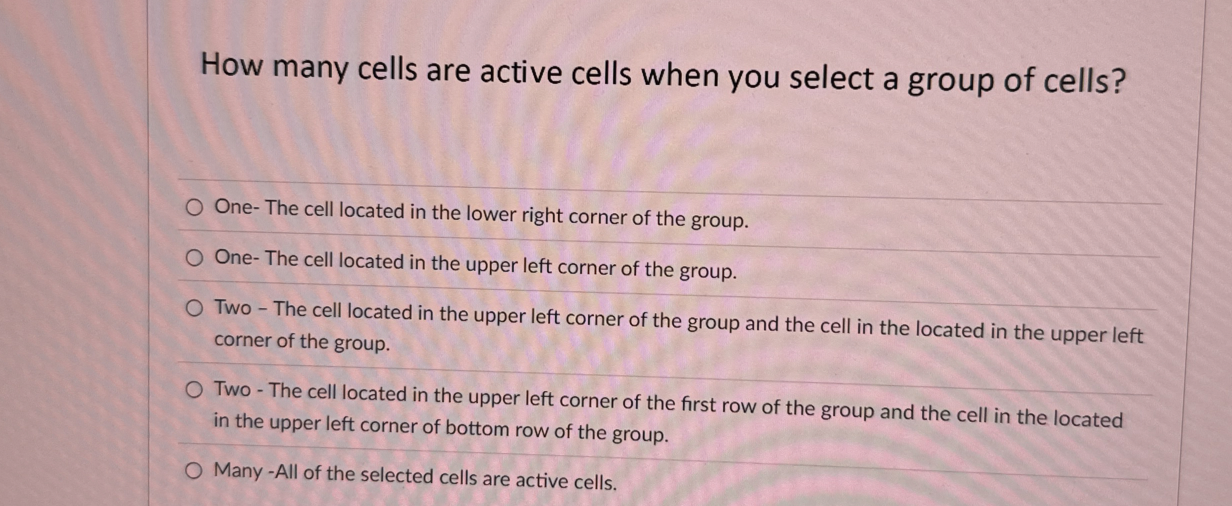 How many cells are active cells when you select a