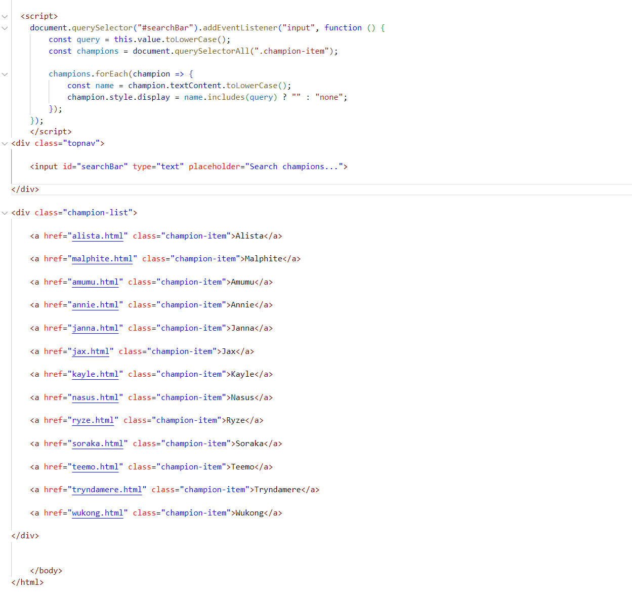 i expect my search tab to show the relative