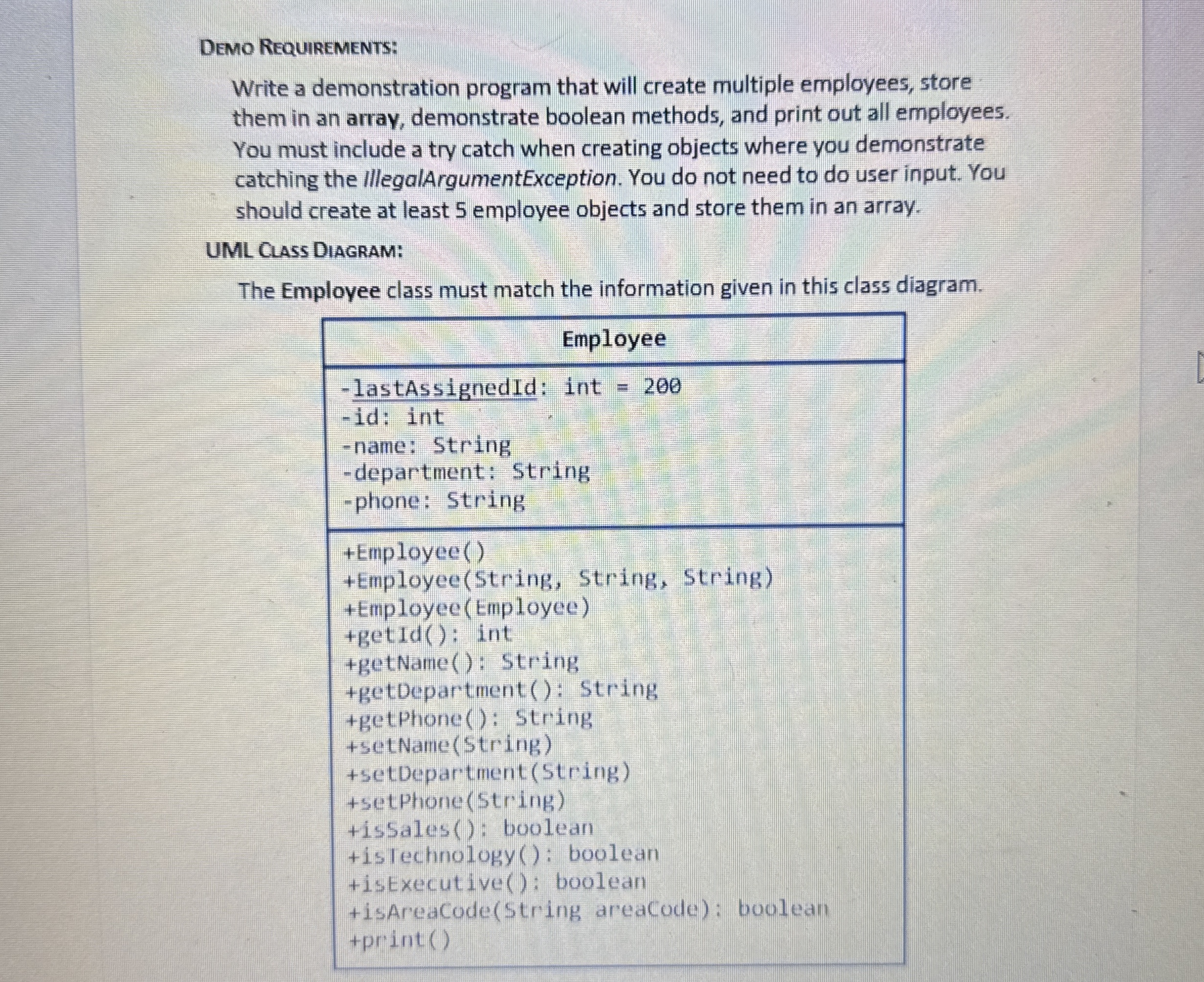 Programming Assignment # 5 Employee Management