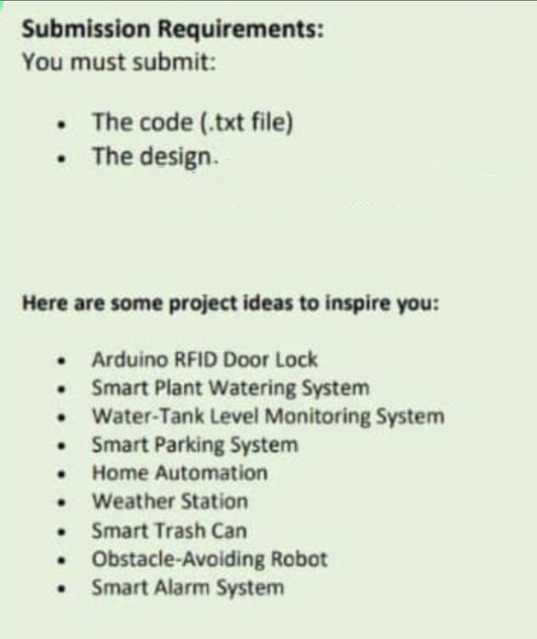 Submission Requirements: You must submit: The