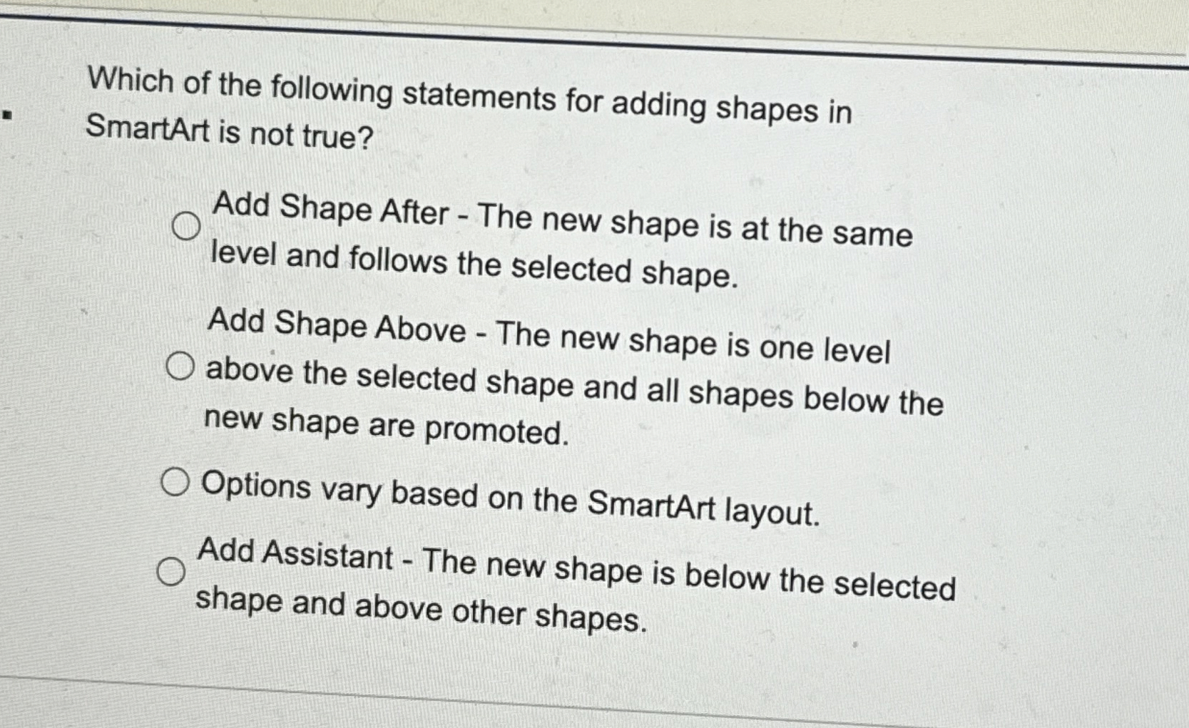 Which of the following statements for adding