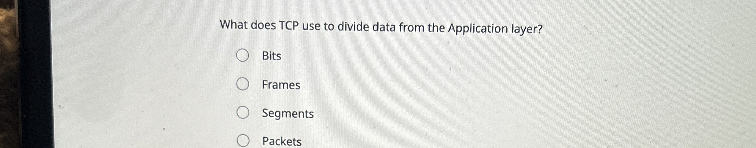 What does TCP use to divide data from the