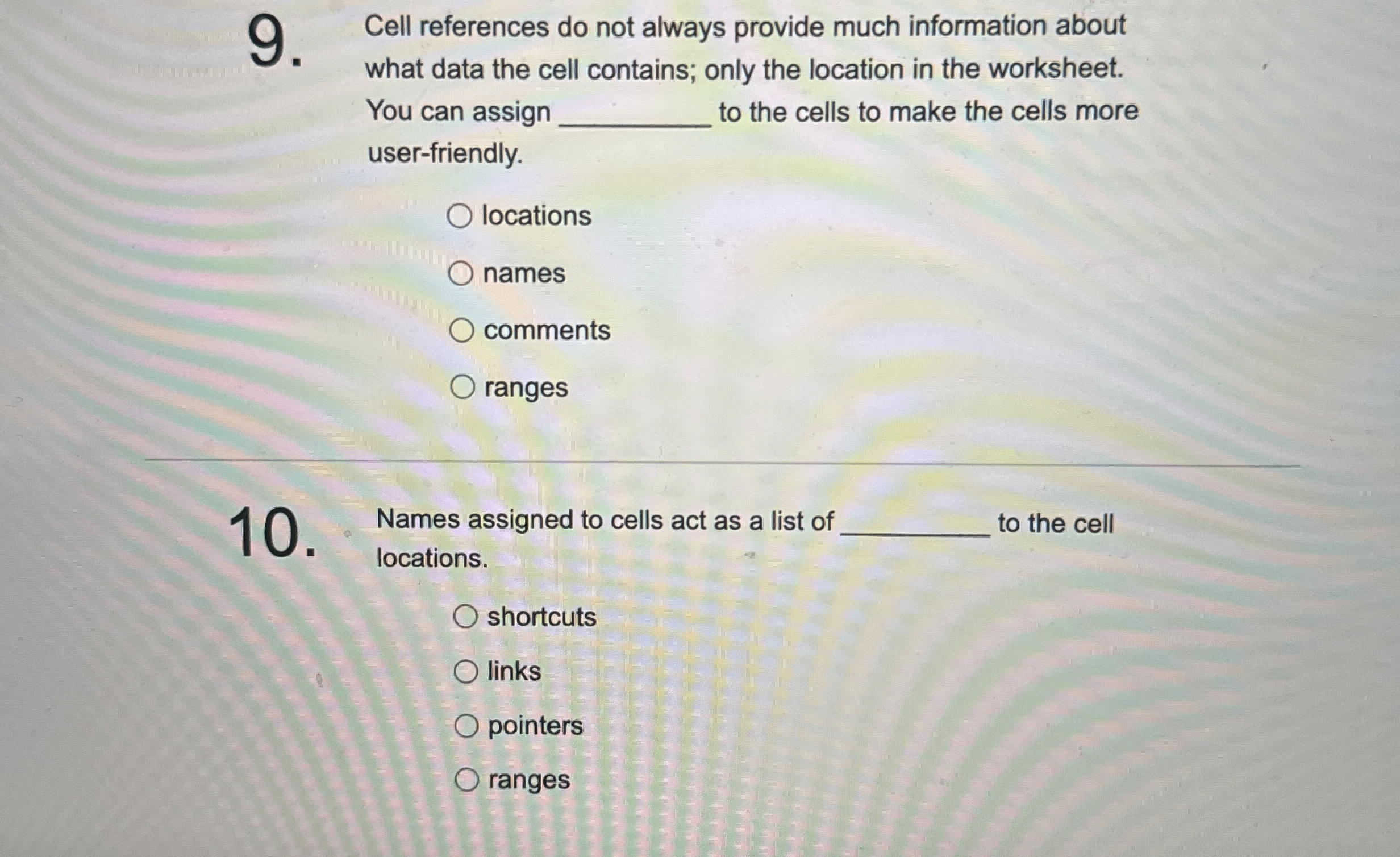 Cell references do not always provide much