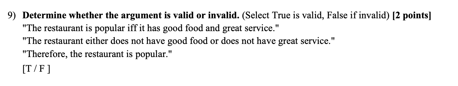 Determine whether the argument is valid or