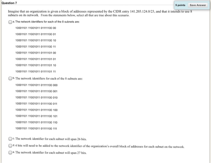 A company is given a block of addresses