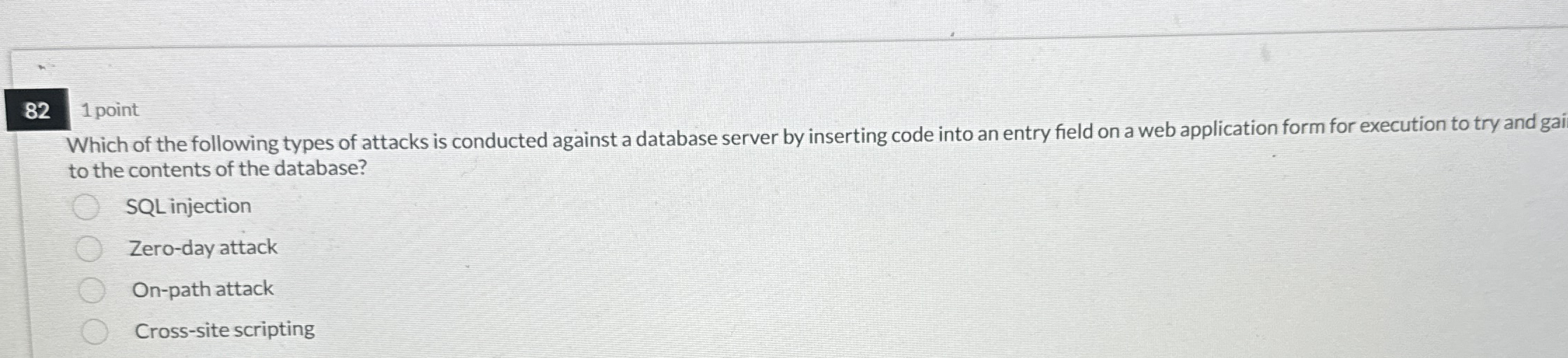 8 2 1 point Which of the following types of