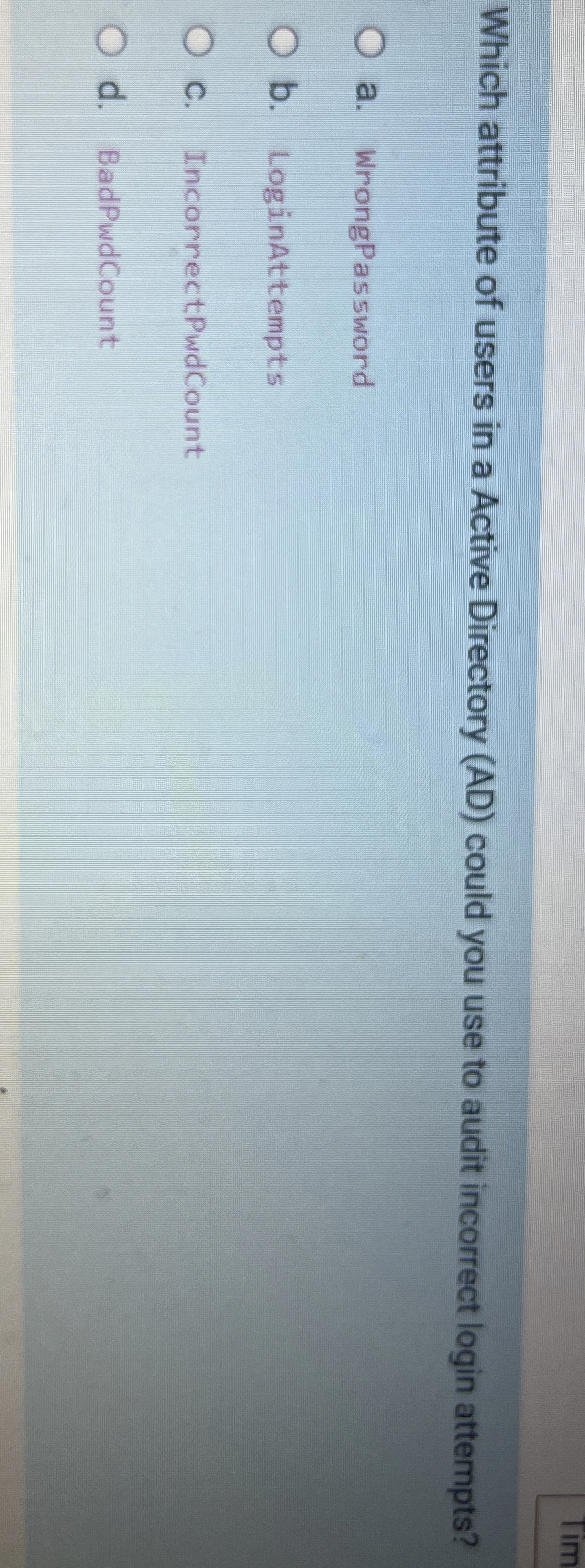 Which attribute of users in a Active Directory (