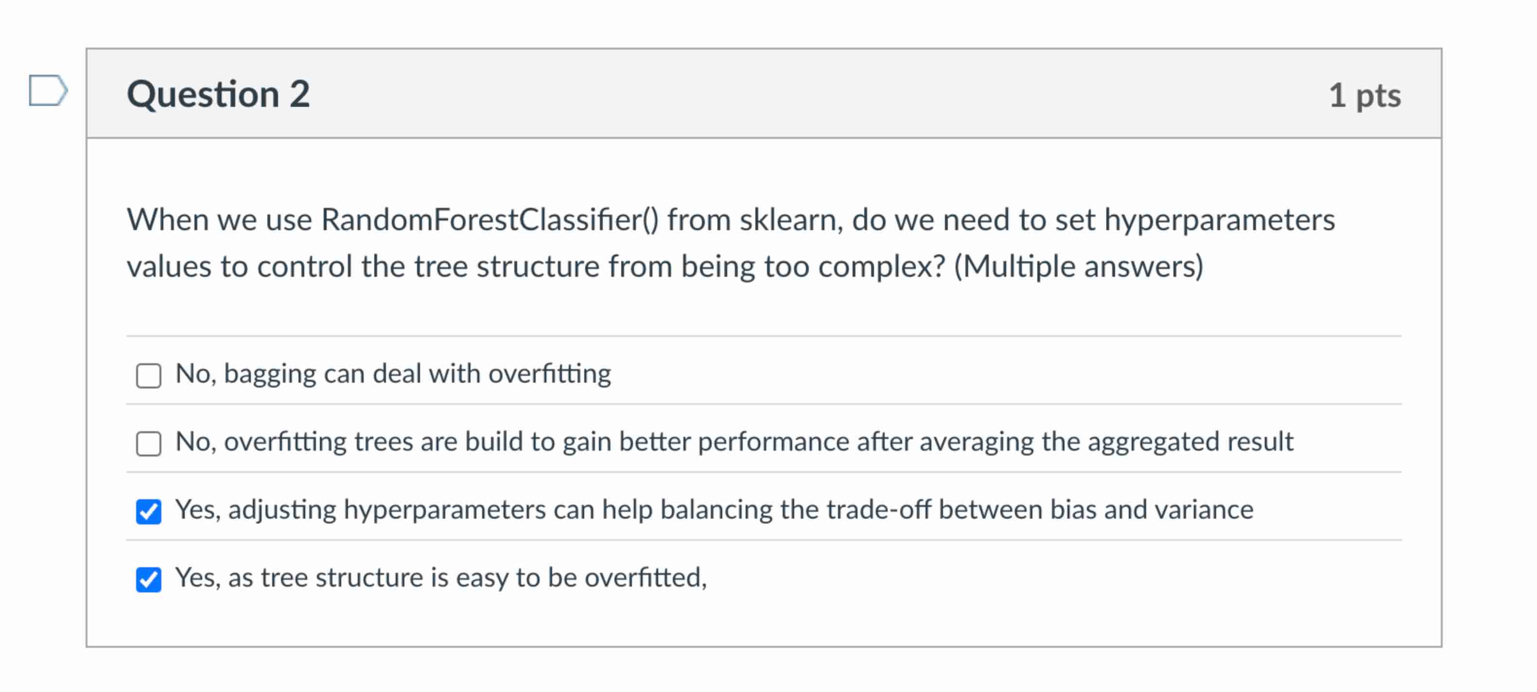 Question 2 When we use RandomForestClassifier ( )