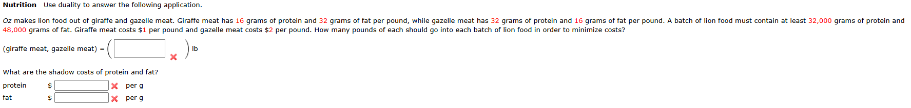 Nutrition Use duality to answer the following